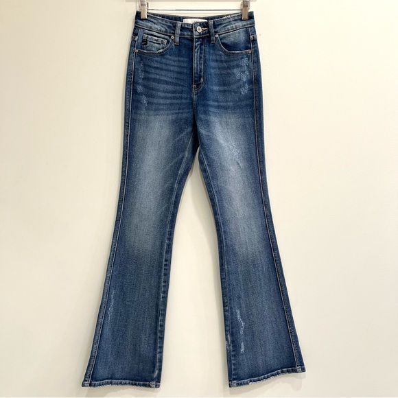 KanCan Denim - Kancan woman’s flare high waisted jeans medium distressed wash size 24
